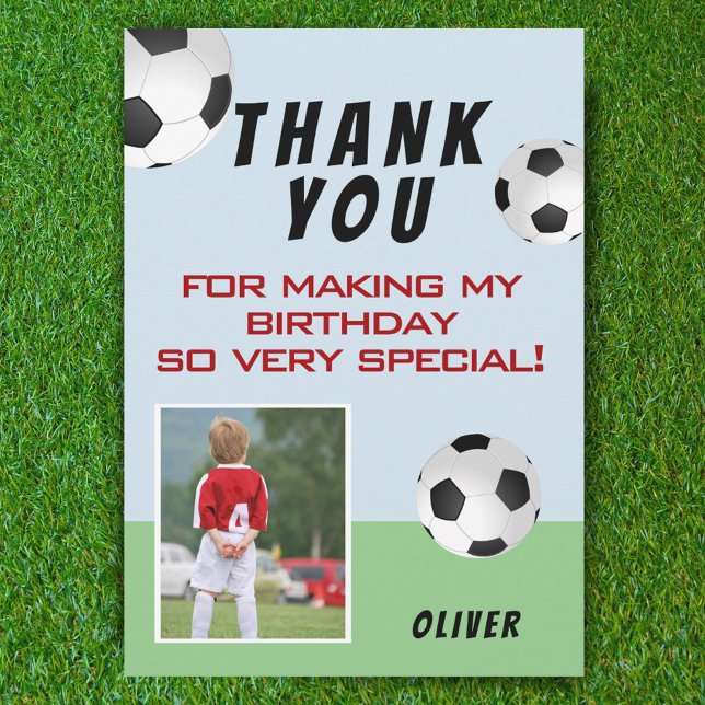Carte De Remerciements Ballons de soccer mignonnes Anniversaire de enfant (Créateur téléchargé)