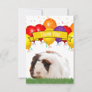 Carte De Remerciements Ballons du Parti mignon Guinée porc bannière jaune
