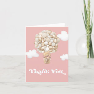 Carte De Remerciements Ballons en peluche mignonne Baby shower fille