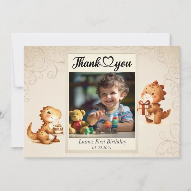 Carte De Remerciements Ballons Ours En Jouet Enfants Photo Anniversaire (Devant)