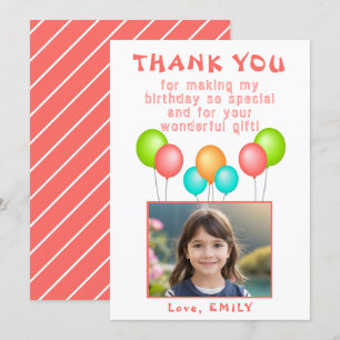 Carte De Remerciements Balloons Girl Birthday Photo