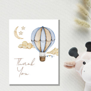 Carte De Remerciements Balloons Montgolfière Bleue Chaud Baby Shower Blan