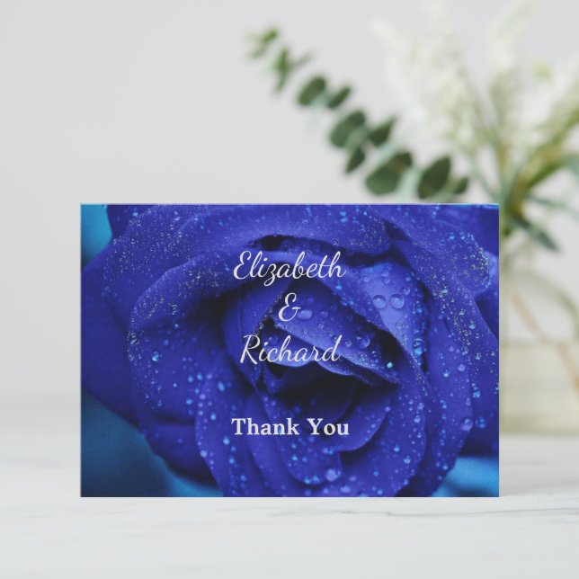 Carte De Remerciements Ballotin Rose bleu élégant (Debout devant)