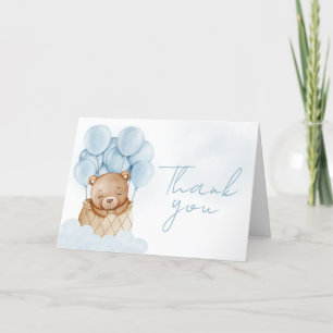 Carte De Remerciements Ballotte à air chaud bleu Teddy Bear