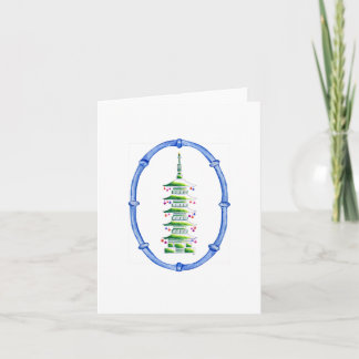 Carte De Remerciements Bamboo Chinoiserie Pagoda Christmas Tree Note Card