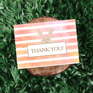 Carte De Remerciements Bande de corail de Baby shower Bunny