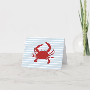 Carte De Remerciements Bande de peinture de crabe rouge Nautique