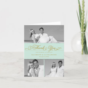 Carte De Remerciements Bande de saint Jacques Script romantique 3 Mariage