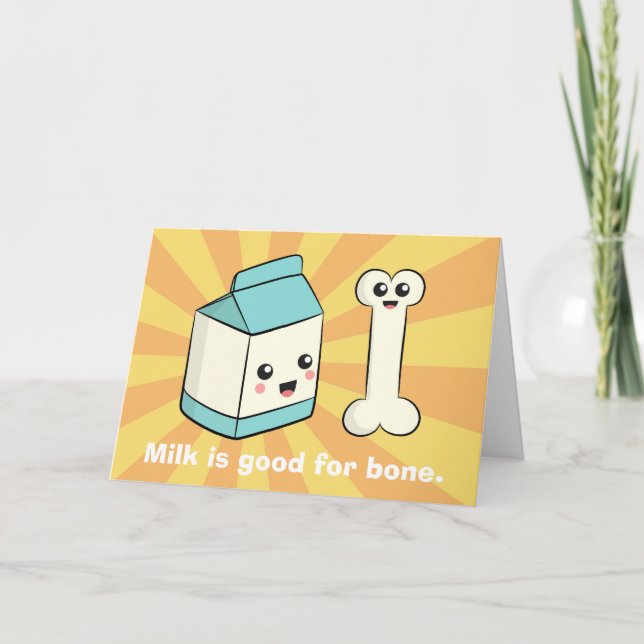 Carte De Remerciements Bande dessinée mignonne au sujet de lait et d'os (Devant)