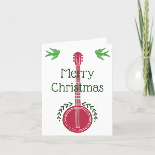 Carte De Remerciements Banjon personnalisé rouge et vert Message de Noël