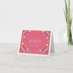 Carte De Remerciements Bannière Botanique Gracias Note Card - Magenta