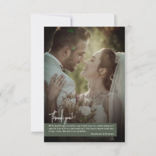 Carte De Remerciements Bannière de mariage élégante vert foncé mousse pho