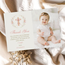 Baptême chrétien de fille Rose Floral Ruban Photo