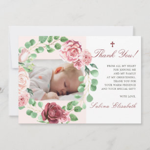 Carte De Remerciements Baptême Christening Jardin de bébé Fleurie Photo