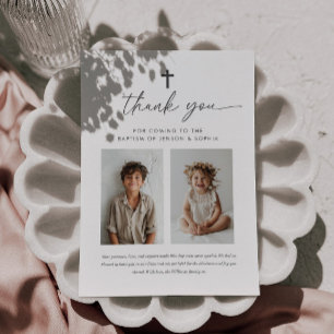 Carte De Remerciements Baptême conjoint 2 Affiche de bienvenue photo