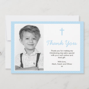 Carte De Remerciements Baptême de garçon/Carte de remerciements de baptêm