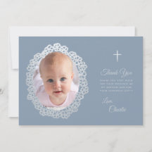 Baptême Dusty Bleu Photo Floral Wreath Faux Argent