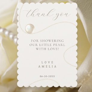 Carte De Remerciements Baptême élégant Ivory Pearl