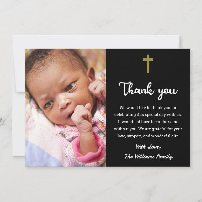 Carte De Remerciements Baptême Religieux Chrétien Christening Communion (Devant)