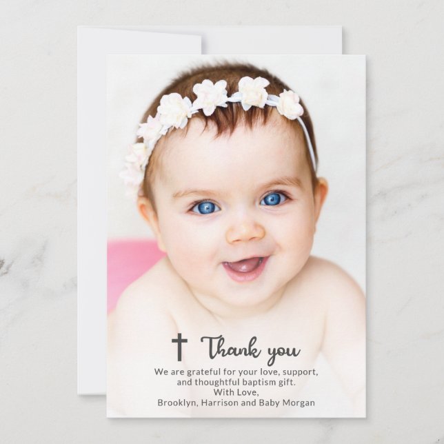 Carte De Remerciements Baptême Religieux Christening Communion Christian (Devant)