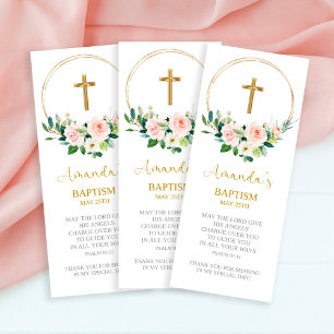 Carte De Remerciements Baptism Favor, fille Baptism Bookmark