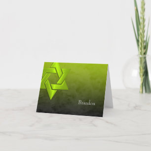 Carte De Remerciements Bar Mitzvah élégant Lime Green Star de David Ombre