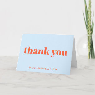 Carte De Remerciements Bar Mitzvah Moderne Gras Bleu Orange Personnalisé