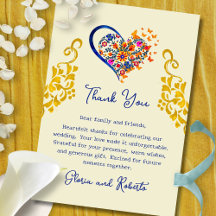 Baroque Floral Heart & Gold Mexican Wedding 