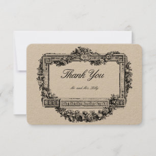 Carte De Remerciements Baroque Rococo Style cadre de bordure fleurie