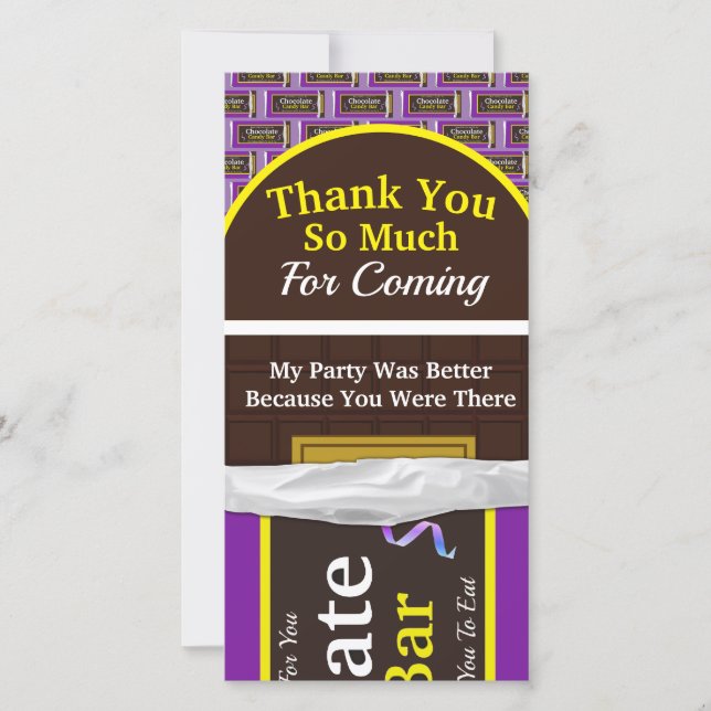 Carte De Remerciements Barre à bonbons au chocolat personnalisé (Devant)