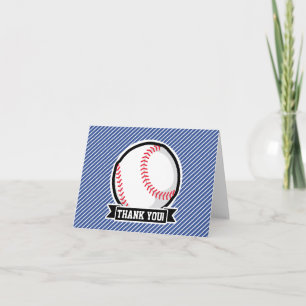 Carte De Remerciements Base-ball sur les rayures bleues et blanches