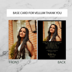 Carte De Remerciements BASE DE PHOTOS Noir Or pour la graduation vellum