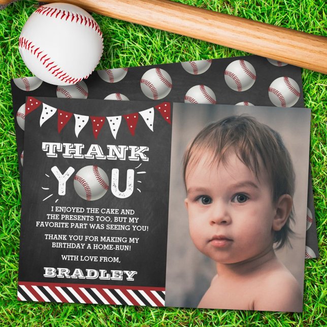 Carte De Remerciements Baseball à tout âge Photo anniversaire (Créateur téléchargé)