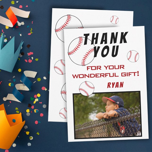Carte De Remerciements Baseball Anniversaire Photo Enfants (Créateur téléchargé)