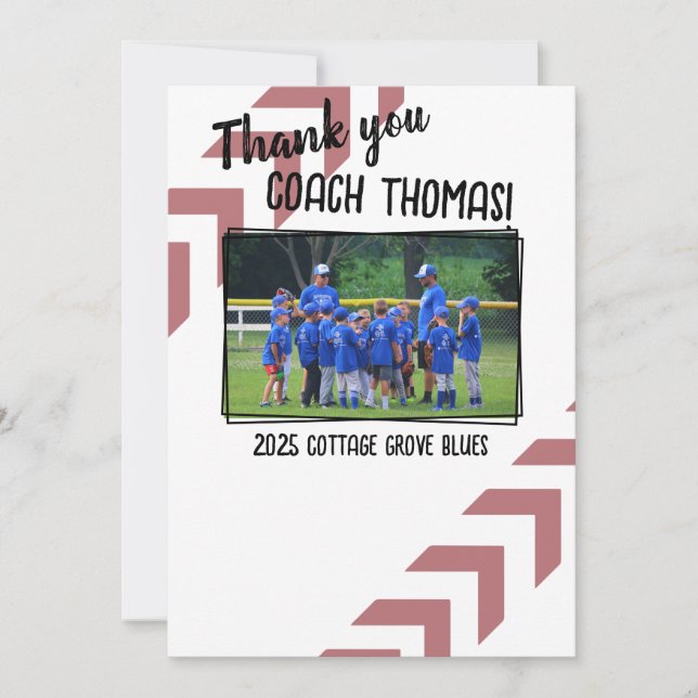 Carte De Remerciements Baseball Coach Custom Team Picture (Devant)