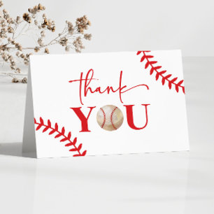 Carte De Remerciements Baseball Oh Boy Red Blue Baby shower blanc