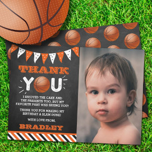 Carte De Remerciements Basket-ball à tout âge Photo anniversaire