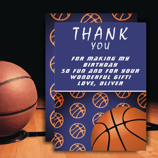 Carte De Remerciements Basketball Ball Sports Anniversaire (Créateur téléchargé)