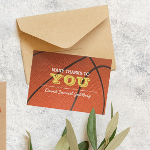 Carte De Remerciements Basketball Gold Bar Mitzvah Remerciements Note