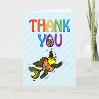 Carte De Remerciements Basketball Poisson drôle dessin mignon MERCI-VOUS 