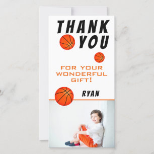 Carte De Remerciements Basketball Sports Photo Anniversaire