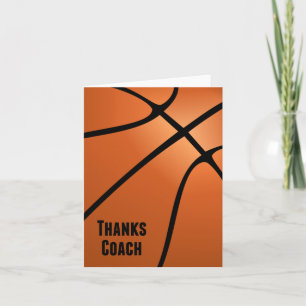 Carte De Remerciements Basketball Thanks Coach Bold Design-Blank Inside