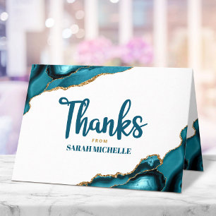 Carte De Remerciements Bat Mitzvah Moderne Or Turquoise Agate Écriture