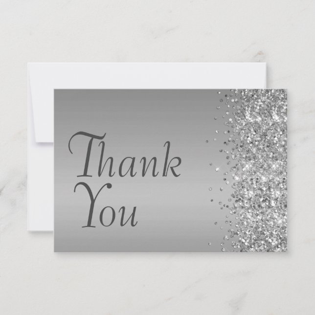 Carte De Remerciements Bat mitzvah Parties scintillant argent (Devant)