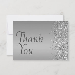 Carte De Remerciements Bat mitzvah Parties scintillant argent