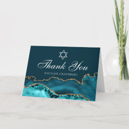 Carte De Remerciements Bat mitzvah personnalisé Chic Turquoise Gold Agate