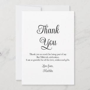 Carte De Remerciements Bat mitzvah photo simple élégant Anniversaire