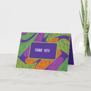 Carte De Remerciements Bat mitzvah rétro violet et vert