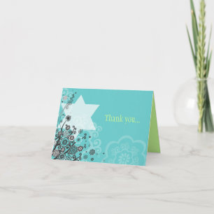 CARTE DE REMERCIEMENTS Bat mitzvah STAR FLOWERS
