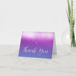 Carte De Remerciements Bat mitzvah Turquoise Glam Purple